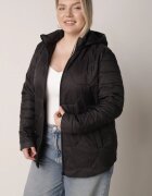 jstyle Jachetă Neagră Matlasată cu Glugă Detașabilă Nalaniel
