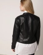 jstyle Jachetă Neagră Ramonesă cu croială cambrată și guler tip tunică Fezinia