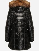 jstyle Jachetă Negru-Maro Matlasată cu Glugă Detașabilă și Blană Izarelia