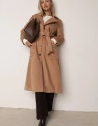 jstyle Palton bej cu un rând de nasturi cu croială lungă și curea Soleeti
