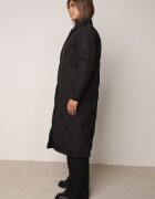 jstyle Palton Geacă Negru Lung cu Guler și Matlasare Semere