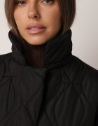 jstyle Palton Geacă Negru Lung cu Guler și Matlasare Semere