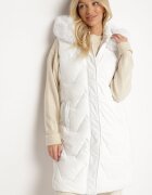 jstyle Vestă Albă Matlasată cu Blană și Glugă Innarella