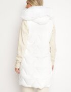 jstyle Vestă Albă Matlasată cu Blană și Glugă Innarella