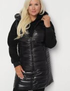 jstyle Vestă Neagră Matlasată cu Fermoar și Glugă Quenaria