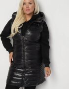 jstyle Vestă Neagră Matlasată cu Fermoar și Glugă Quenaria
