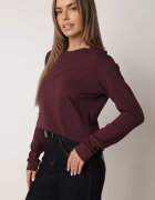 jumelle Bluză clasică cu mânecă lungă din bumbac Yukkio Bordo