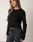 jumelle Bluză clasică cu mânecă lungă din bumbac Yukkio Neagră