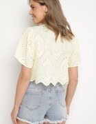 jumelle Bluză de bumbac Galbenă cu legătură decorată cu broderii ajurate Lorannza