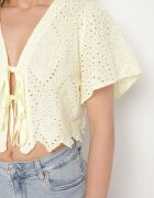 jumelle Bluză de bumbac Galbenă cu legătură decorată cu broderii ajurate Lorannza