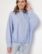 jumelle Cămașă albastră deschisă din bumbac Oversize cu dungi cu elastic Elineola