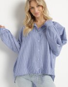 jumelle Cămașă Albastră Din bumbac Oversize în dungi cu manșetă Elineola