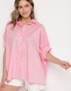 jumelle Cămașă roz de bumbac cu croială oversize Zialira
