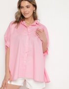 jumelle Cămașă roz de bumbac cu croială oversize Zialira