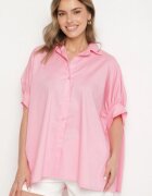 jumelle Cămașă roz de bumbac cu croială oversize Zialira