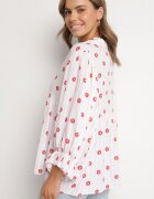 jumelle Cămașă Roz-Roșie din Bumbac cu Decolteu în V cu Model Floral Mailovelle