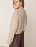 jumelle Cardigan ajurat tip liliac cu amestec de lână și închidere triplă Salassa Bej