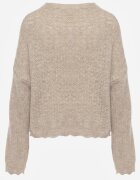 jumelle Cardigan ajurat tip liliac cu amestec de lână și închidere triplă Salassa Bej