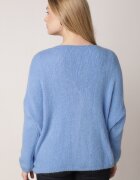 jumelle Cardigan Albastru cu Decolteu în V din Tricot cu Lână și Mohair Lismio