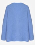 jumelle Cardigan Albastru cu Decolteu în V din Tricot cu Lână și Mohair Lismio