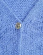 jumelle Cardigan Albastru cu Decolteu în V din Tricot cu Lână și Mohair Lismio