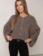 jumelle Cardigan batwing cu lână și mâneci bufante Neliati Maro deschis