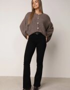 jumelle Cardigan batwing cu lână și mâneci bufante Neliati Maro deschis