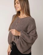 jumelle Cardigan batwing cu lână și mâneci bufante Neliati Maro deschis