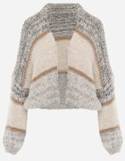 jumelle Cardigan Bej Deschis cu amestec de lână în dungi Argulia