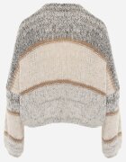 jumelle Cardigan Bej Deschis cu amestec de lână în dungi Argulia