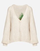 jumelle Cardigan bej deschis din Lână Decorat cu Cireașă și cu Inscripția Irissora