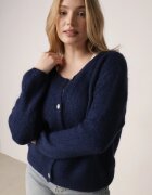 jumelle Cardigan Bleumarin Clasic din Lână și Moher Noloria