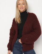 jumelle Cardigan Bordó Fără închidere Oversize cu amestec de Lână și Viscoză Tianavia
