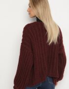 jumelle Cardigan Bordó Fără închidere Oversize cu amestec de Lână și Viscoză Tianavia