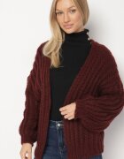 jumelle Cardigan Bordó Fără închidere Oversize cu amestec de Lână și Viscoză Tianavia