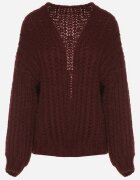 jumelle Cardigan Bordó Fără închidere Oversize cu amestec de Lână și Viscoză Tianavia