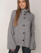 jumelle Cardigan cu adaos de lână nasturi mari și guler înalt Helenella Gri