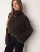 jumelle Cardigan cu adaos de lână nasturi mari și guler înalt Helenella Maro