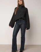 jumelle Cardigan cu adaos de lână nasturi mari și guler înalt Helenella Negru