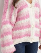 jumelle Cardigan Deschis Fucsia în Dungi Nevarith