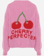 jumelle Cardigan Fucsia cu Lână Decorat cu Cireașă și Inscripție Irissora