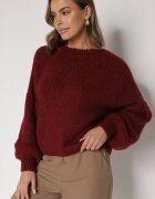 jumelle Cardigan Grena Oversize cu Lână Decorat cu Fundițe Eleathalie