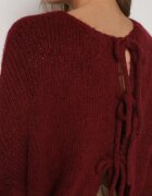 jumelle Cardigan Grena Oversize cu Lână Decorat cu Fundițe Eleathalie