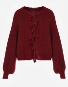 jumelle Cardigan Grena Oversize cu Lână Decorat cu Fundițe Eleathalie