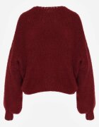 jumelle Cardigan Grena Oversize cu Lână Decorat cu Fundițe Eleathalie