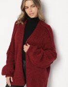 jumelle Cardigan Grena tip liliac fără închidere cu amestec de lână și viscoză Rallisa