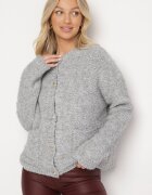 jumelle Cardigan Gri Deschis cu Viscoză Lână și Mohair Decorat cu Buzunare Edorianna