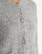 jumelle Cardigan Gri Deschis cu Viscoză Lână și Mohair Decorat cu Buzunare Edorianna