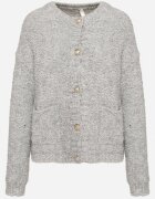 jumelle Cardigan Gri Deschis cu Viscoză Lână și Mohair Decorat cu Buzunare Edorianna