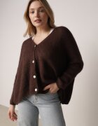 jumelle Cardigan Maro cu decolteu în V din tricot cu lână și mohair Lismio
